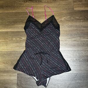 Victoria’s Secret Pajama Romper Women’s Size XSmall Black Lace Tank Shorts